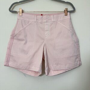 SPANX Women’s Stretch Twill Pull Shorts Size S High Rise Pale Pink Pockets